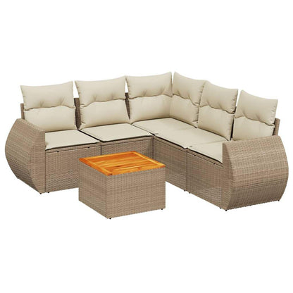 Set Divano da Giardino 6 pz con Cuscini Beige in Polyrattan - homemem39