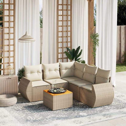 Set Divano da Giardino 6 pz con Cuscini Beige in Polyrattan - homemem39