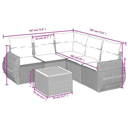 Set Divano da Giardino 6 pz con Cuscini Grigio in Polyrattan - homemem39