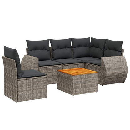 Set Divano da Giardino 6 pz con Cuscini Grigio in Polyrattan - homemem39