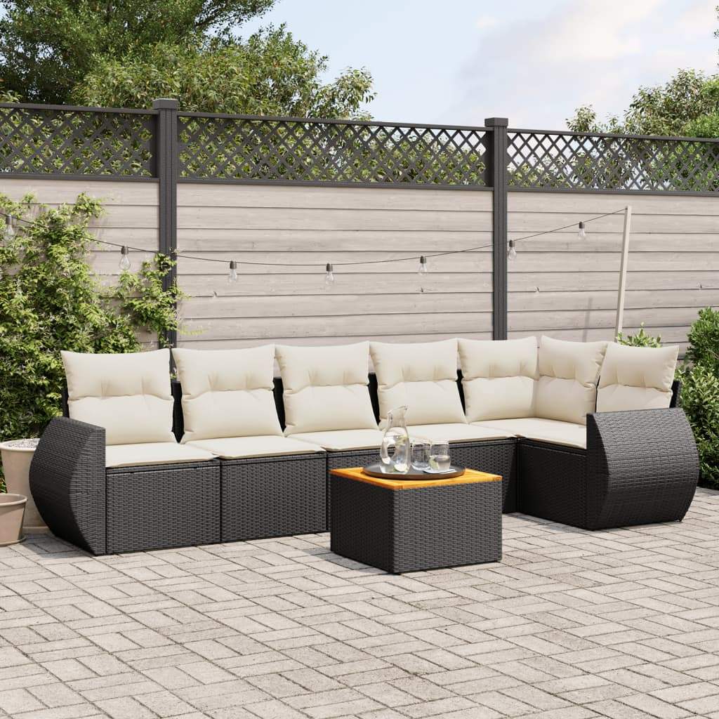 Set Divani da Giardino con Cuscini 7pz Nero Polyrattan - homemem39