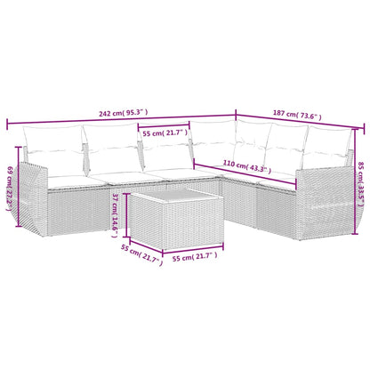 Set Divani da Giardino con Cuscini 7pz Nero Polyrattan | homemem39
