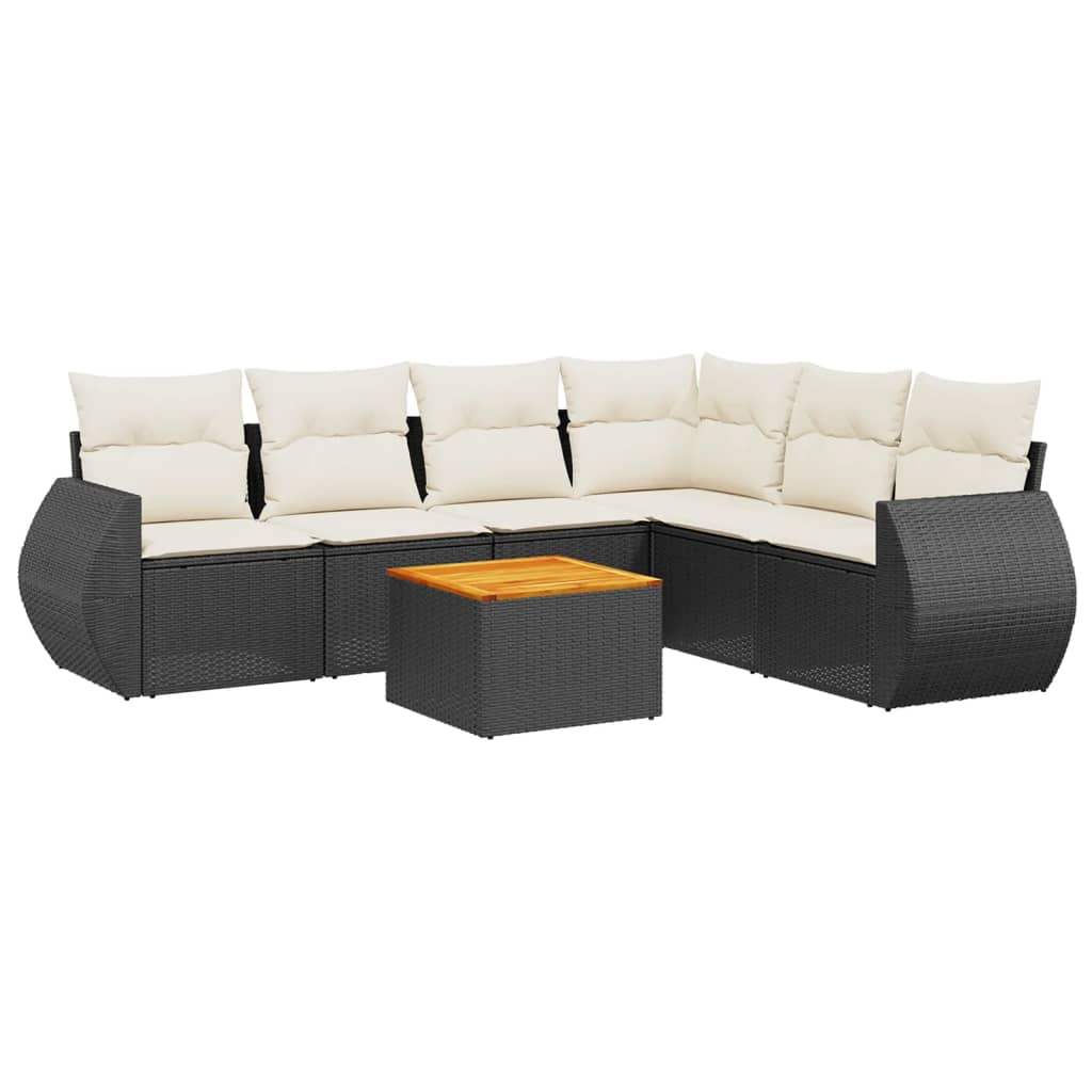 Set Divani da Giardino con Cuscini 7pz Nero Polyrattan - homemem39