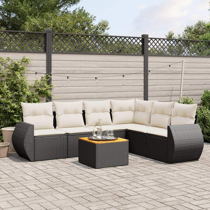 Set Divani da Giardino con Cuscini 7pz Nero Polyrattan - homemem39