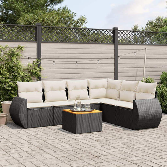 Set Divani da Giardino con Cuscini 7pz Nero Polyrattan - homemem39