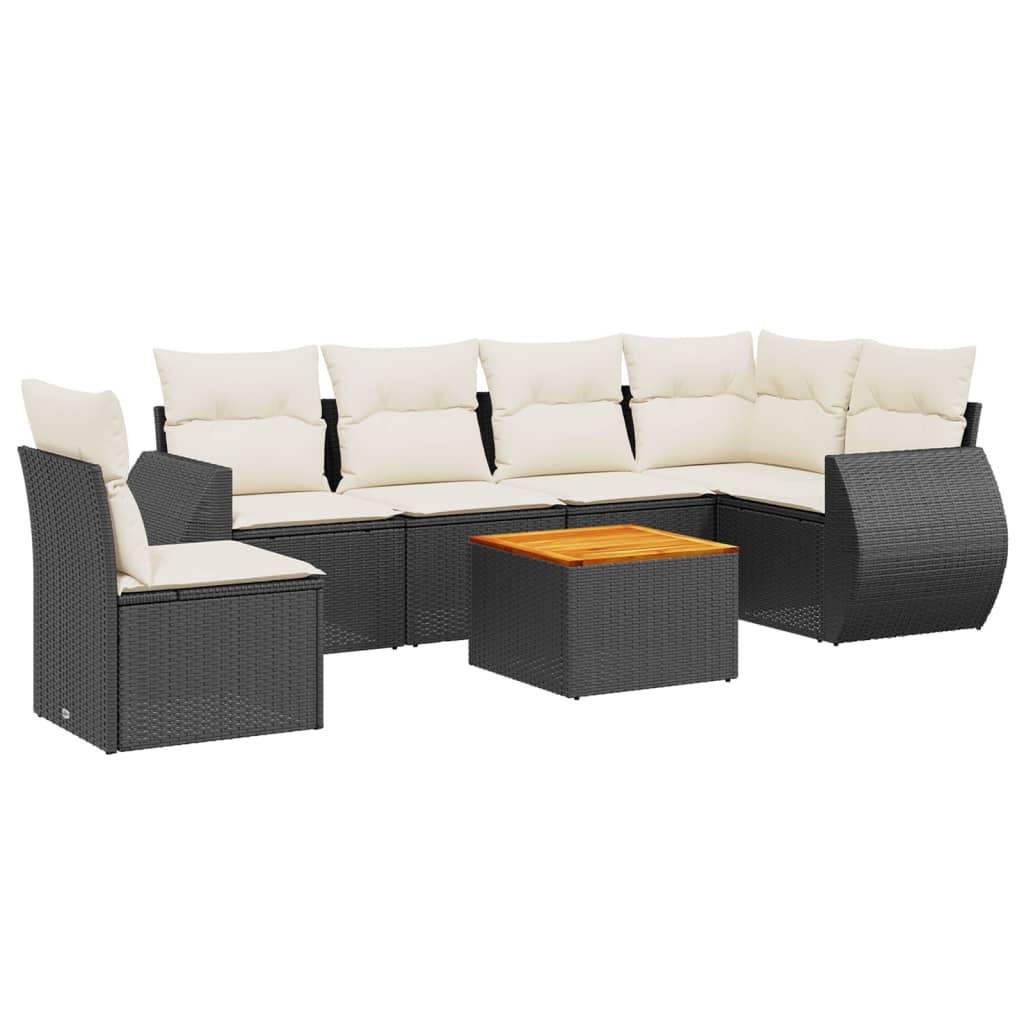 Set Divani da Giardino con Cuscini 7pz Nero Polyrattan - homemem39