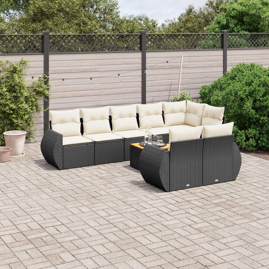 Set Divani da Giardino 9 pz con Cuscini Nero in Polyrattan - homemem39