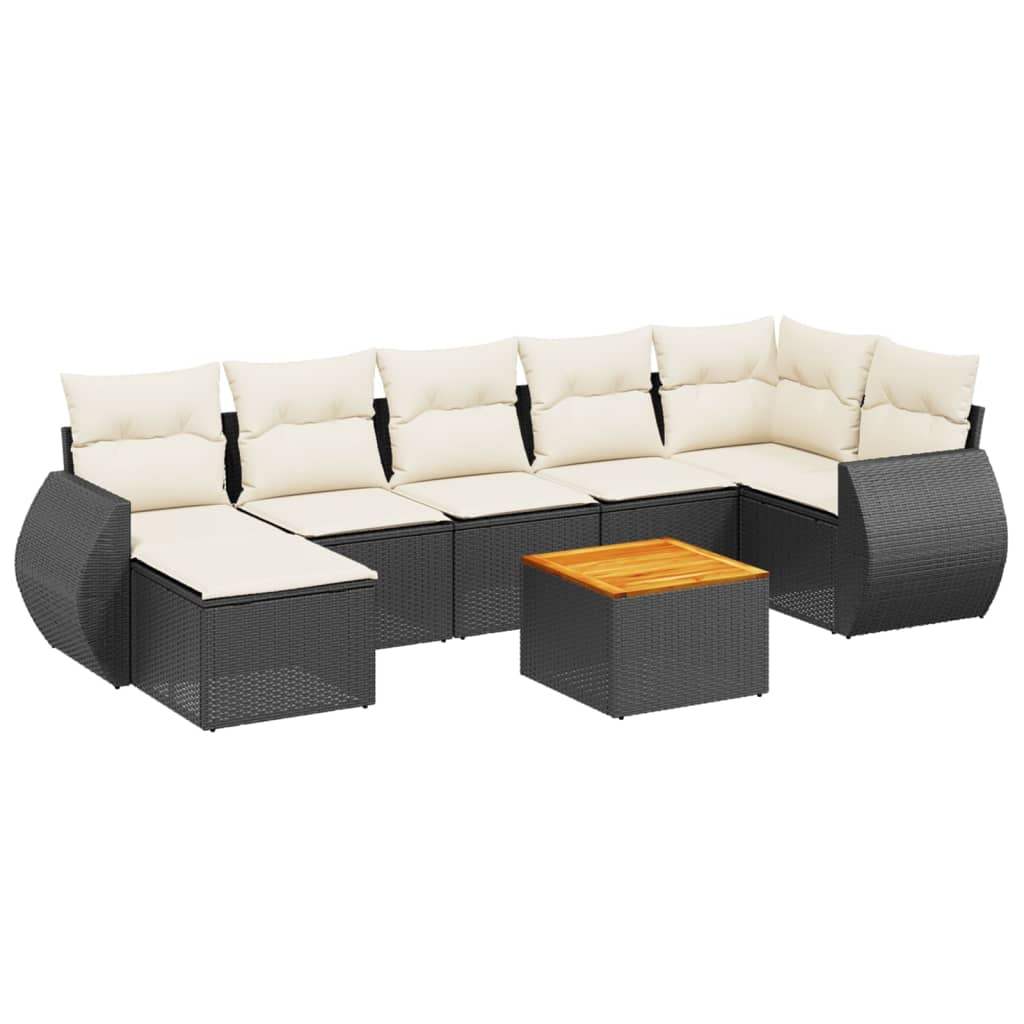 Set Divani da Giardino con Cuscini 8 pz Nero in Polyrattan - homemem39