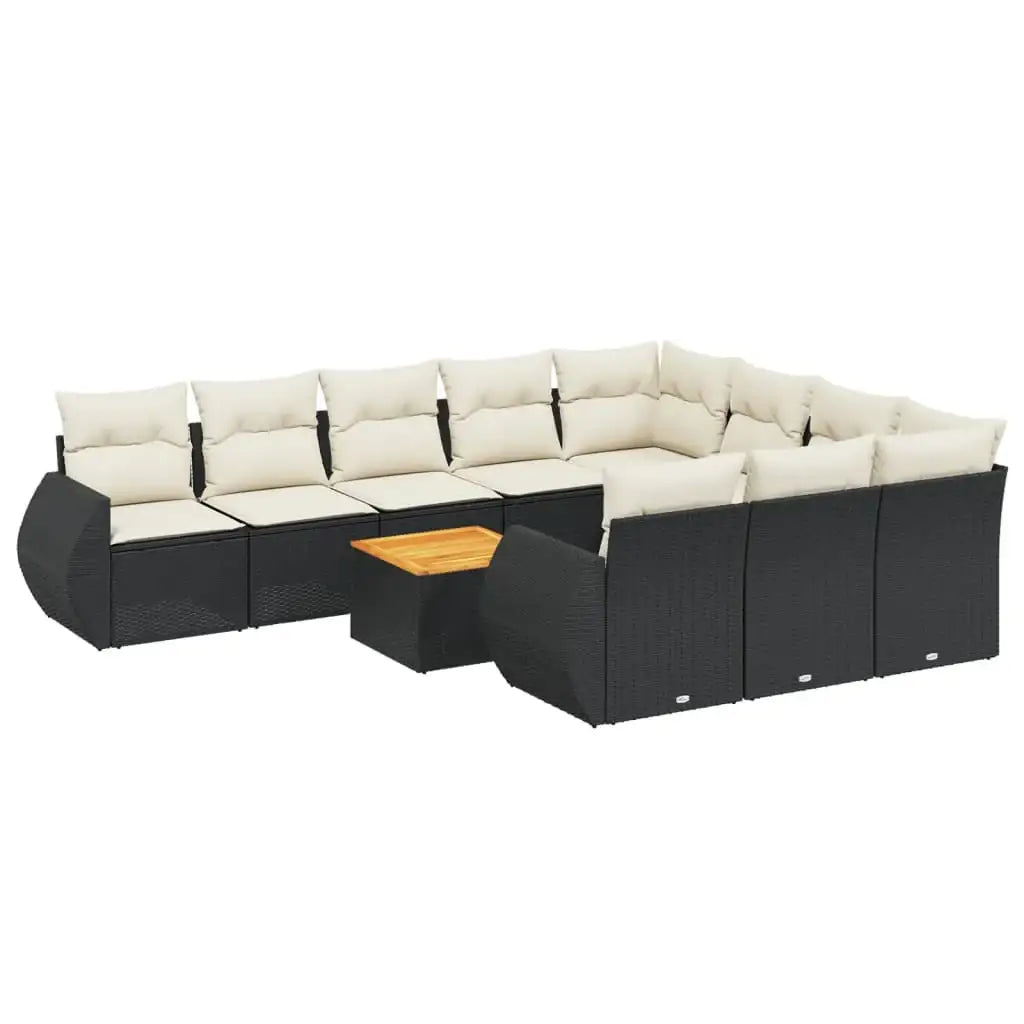 Set Divani da Giardino 11 pz con Cuscini in Polyrattan Nero - homemem39