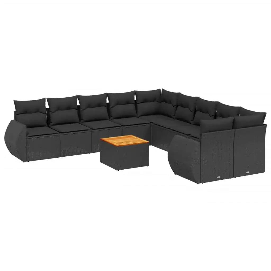 Set Divani da Giardino 11 pz con Cuscini in Polyrattan Nero - homemem39