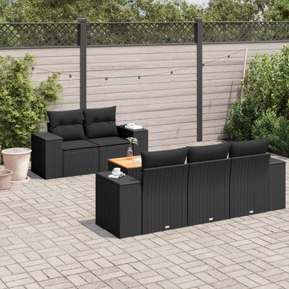 Set Divano da Giardino 6 pz con Cuscini Nero in Polyrattan - homemem39