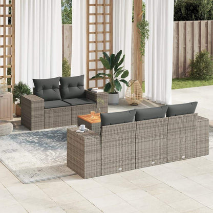 Set Divano da Giardino 6 pz con Cuscini Grigio in Polyrattan - homemem39
