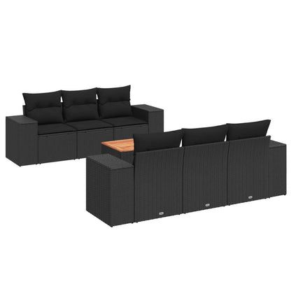 Set Divani da Giardino con Cuscini 7pz Nero Polyrattan - homemem39