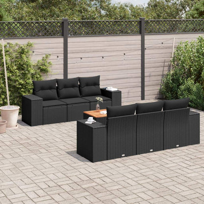 Set Divani da Giardino con Cuscini 7pz Nero Polyrattan - homemem39