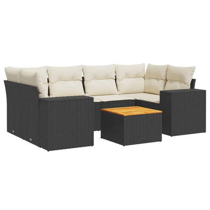 Set Divani da Giardino con Cuscini 7pz Nero Polyrattan - homemem39