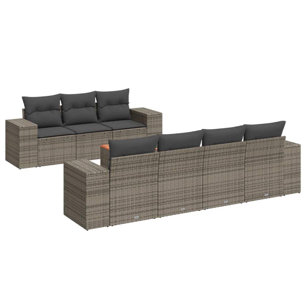 Set Divano da Giardino 8 pz con Cuscini Grigio in Polyrattan - homemem39