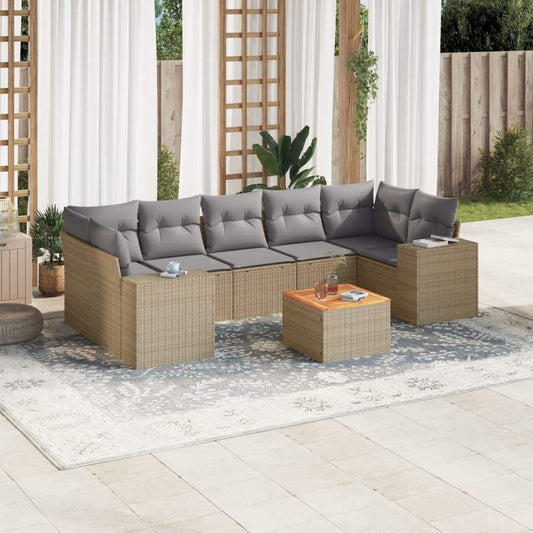 Set Divano da Giardino 8 pz con Cuscini Beige in Polyrattan - homemem39