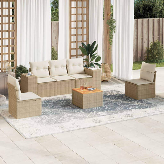 Set Divano da Giardino 6 pz con Cuscini Beige in Polyrattan - homemem39