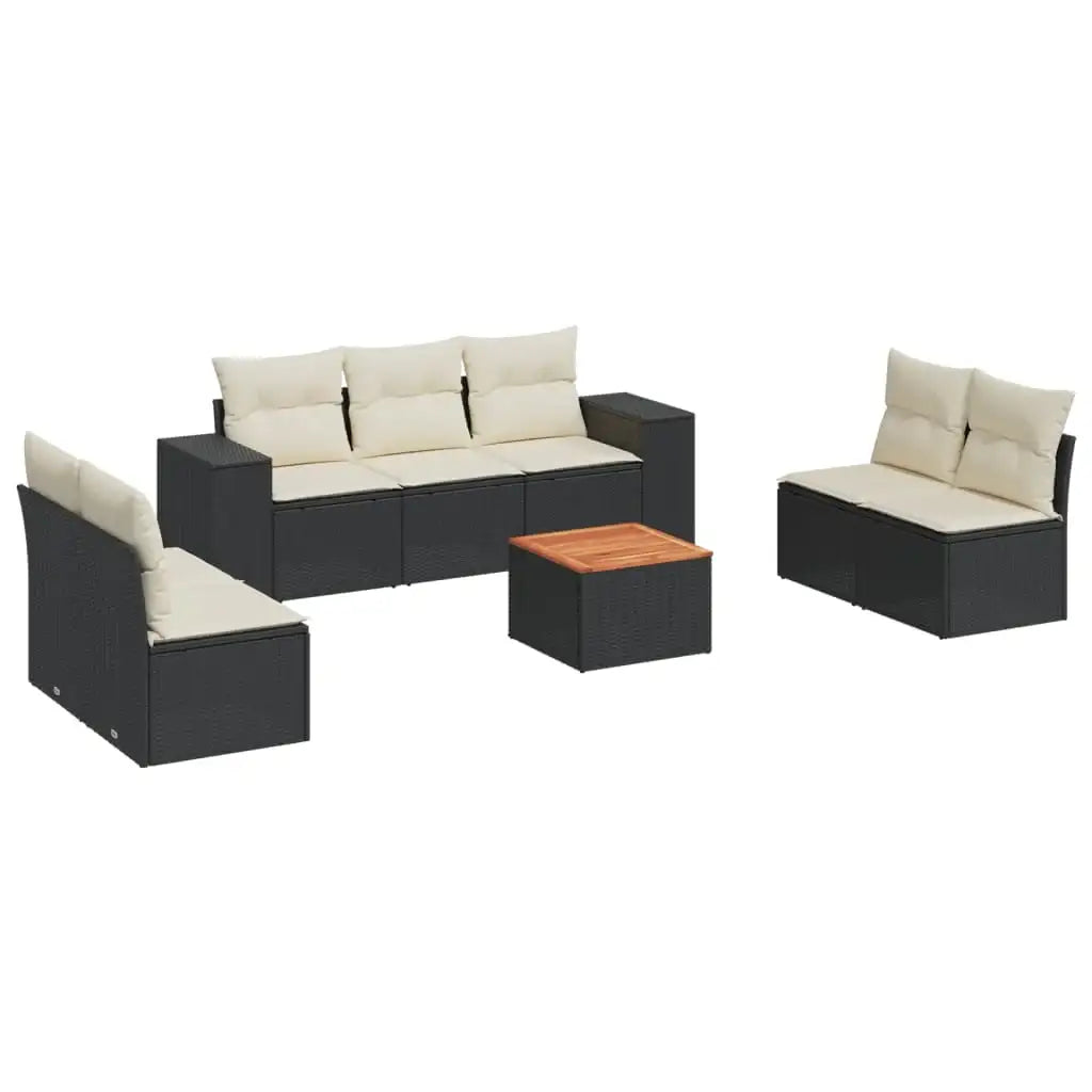 Set Divani da Giardino con Cuscini 8 pz Nero in Polyrattan - homemem39