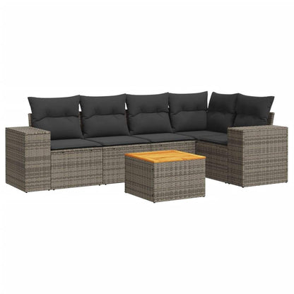 Set Divano da Giardino 6 pz con Cuscini Grigio in Polyrattan - homemem39