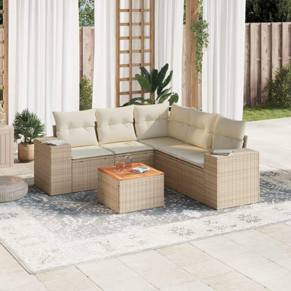 Set Divano da Giardino 6 pz con Cuscini Beige in Polyrattan - homemem39