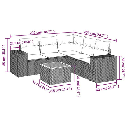 Set Divano da Giardino 6 pz con Cuscini Grigio in Polyrattan - homemem39