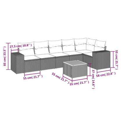 Set Divani da Giardino con Cuscini 7pz Nero Polyrattan - homemem39