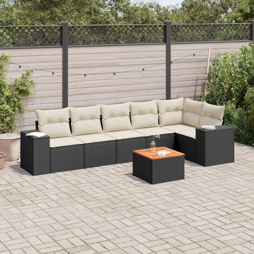 Set Divani da Giardino con Cuscini 7pz Nero Polyrattan - homemem39