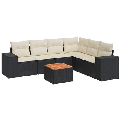 Set Divani da Giardino con Cuscini 7pz Nero Polyrattan - homemem39