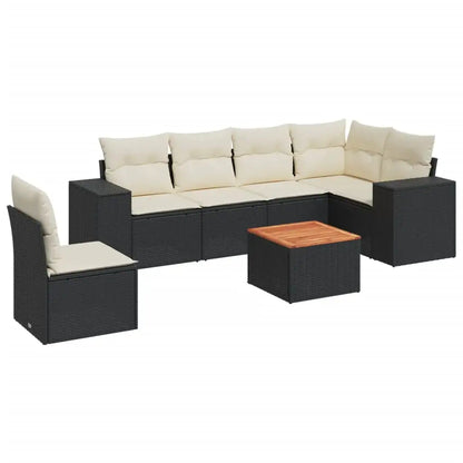 Set Divani da Giardino con Cuscini 7pz Nero Polyrattan - homemem39