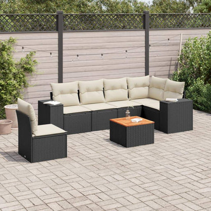 Set Divani da Giardino con Cuscini 7pz Nero Polyrattan - homemem39