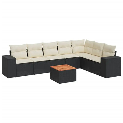 Set Divani da Giardino con Cuscini 8 pz Nero in Polyrattan - homemem39