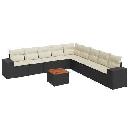 Set Divani da Giardino 10pz con Cuscini in Polyrattan Nero - homemem39