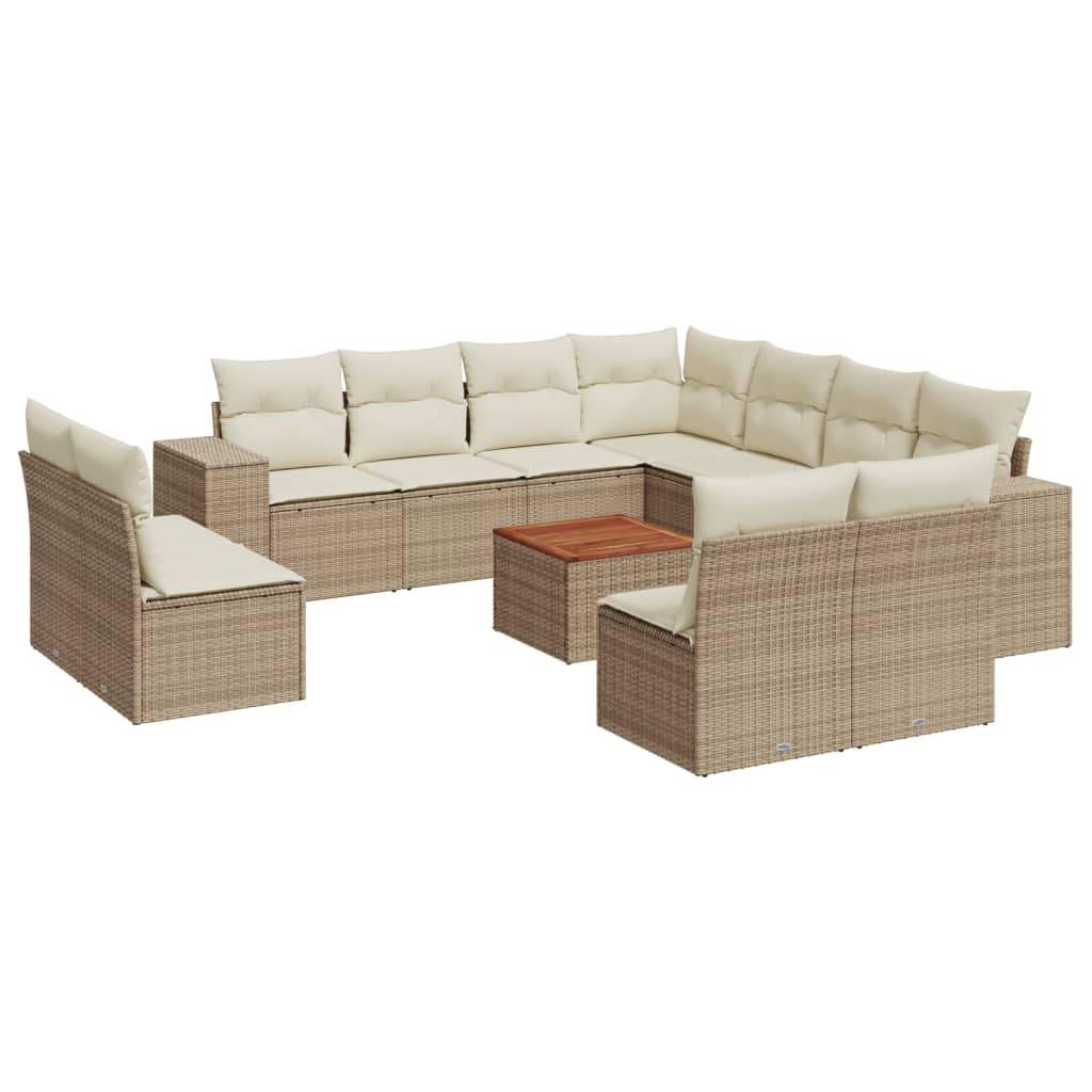 Set Divani da Giardino 12 pz con Cuscini Beige in Polyrattan - homemem39