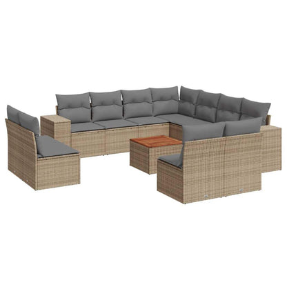 Set Divani da Giardino 12 pz con Cuscini Beige in Polyrattan - homemem39