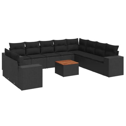 Set Divani da Giardino 11 pz con Cuscini in Polyrattan Nero - homemem39