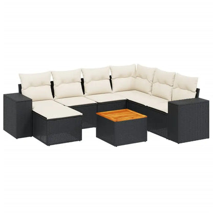 Set Divani da Giardino con Cuscini 8 pz Nero in Polyrattan - homemem39