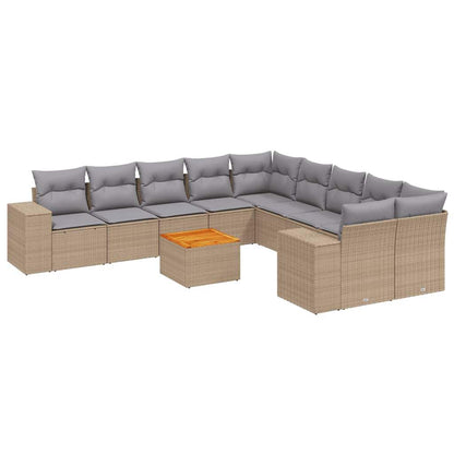 Set Divani da Giardino 11 pz con Cuscini Beige in Polyrattan - homemem39