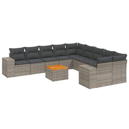 Set Divani da Giardino 11 pz con Cuscini in Polyrattan Grigio - homemem39