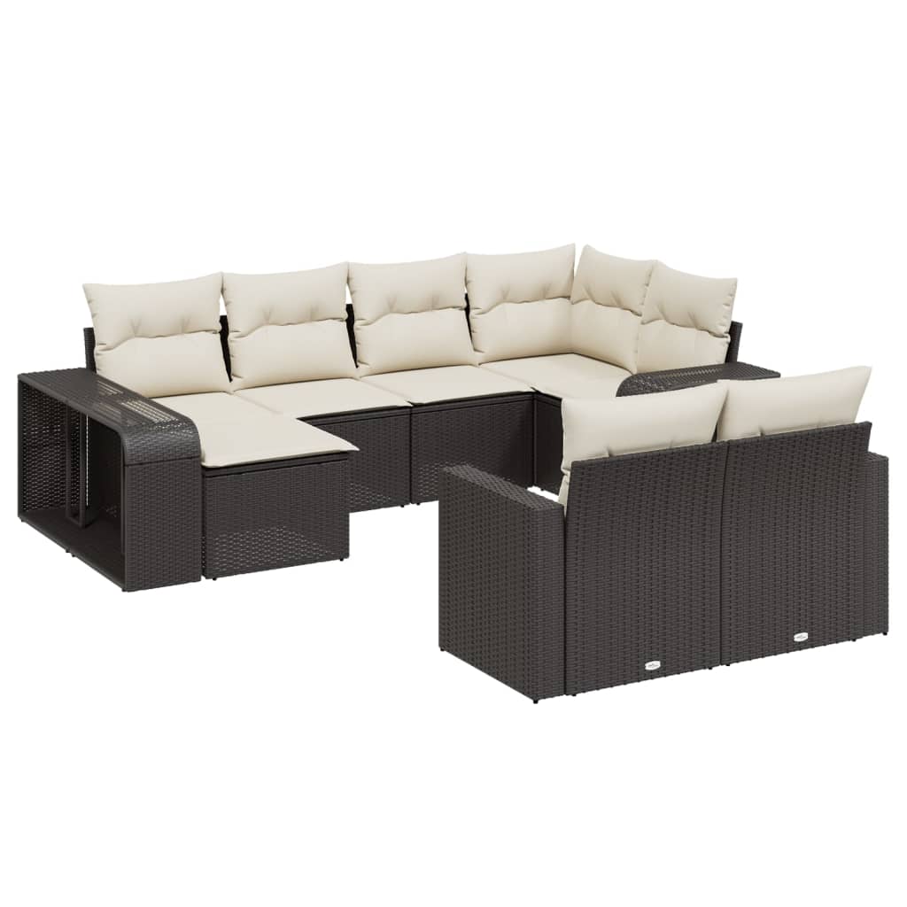 Set Divani da Giardino 10pz con Cuscini in Polyrattan Nero - homemem39