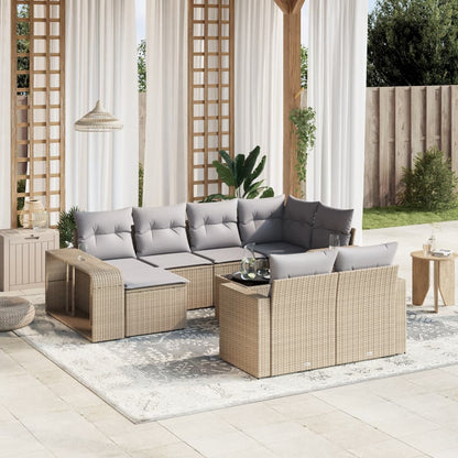 Set Divani da Giardino 11 pz con Cuscini Beige in Polyrattan - homemem39