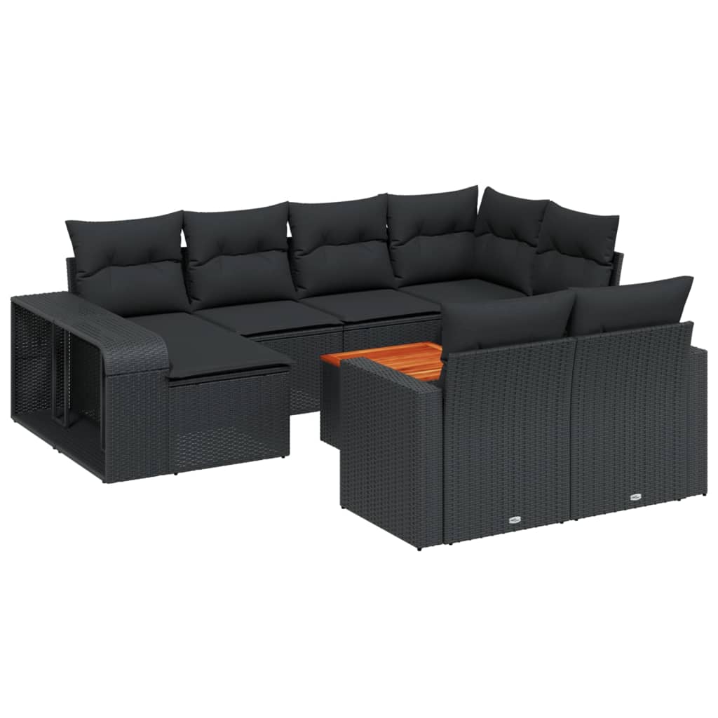 Set Divani da Giardino 11 pz con Cuscini in Polyrattan Nero - homemem39