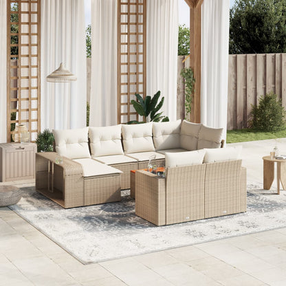 Set Divani da Giardino 11 pz con Cuscini Beige in Polyrattan - homemem39