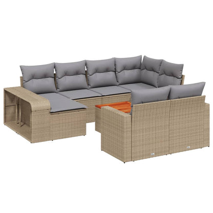 Set Divani da Giardino 11 pz con Cuscini Beige in Polyrattan - homemem39