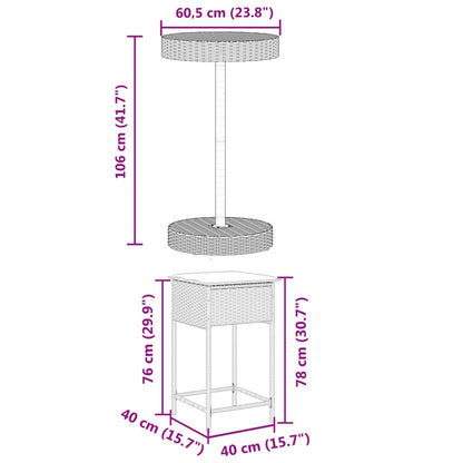 Set Bar da Giardino 3 pz con Cuscini in Polyrattan Marrone | homemem39