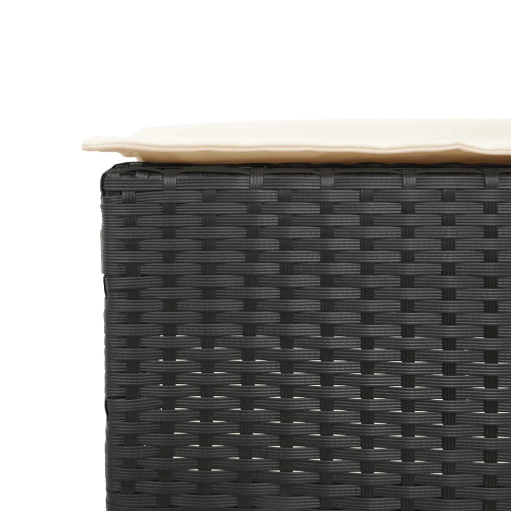 Set Bar da Giardino 3 pz con Cuscini in Polyrattan Nero | homemem39