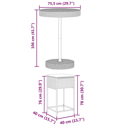 Set Bar da Giardino 5 pz con Cuscini in Polyrattan Grigio | homemem39