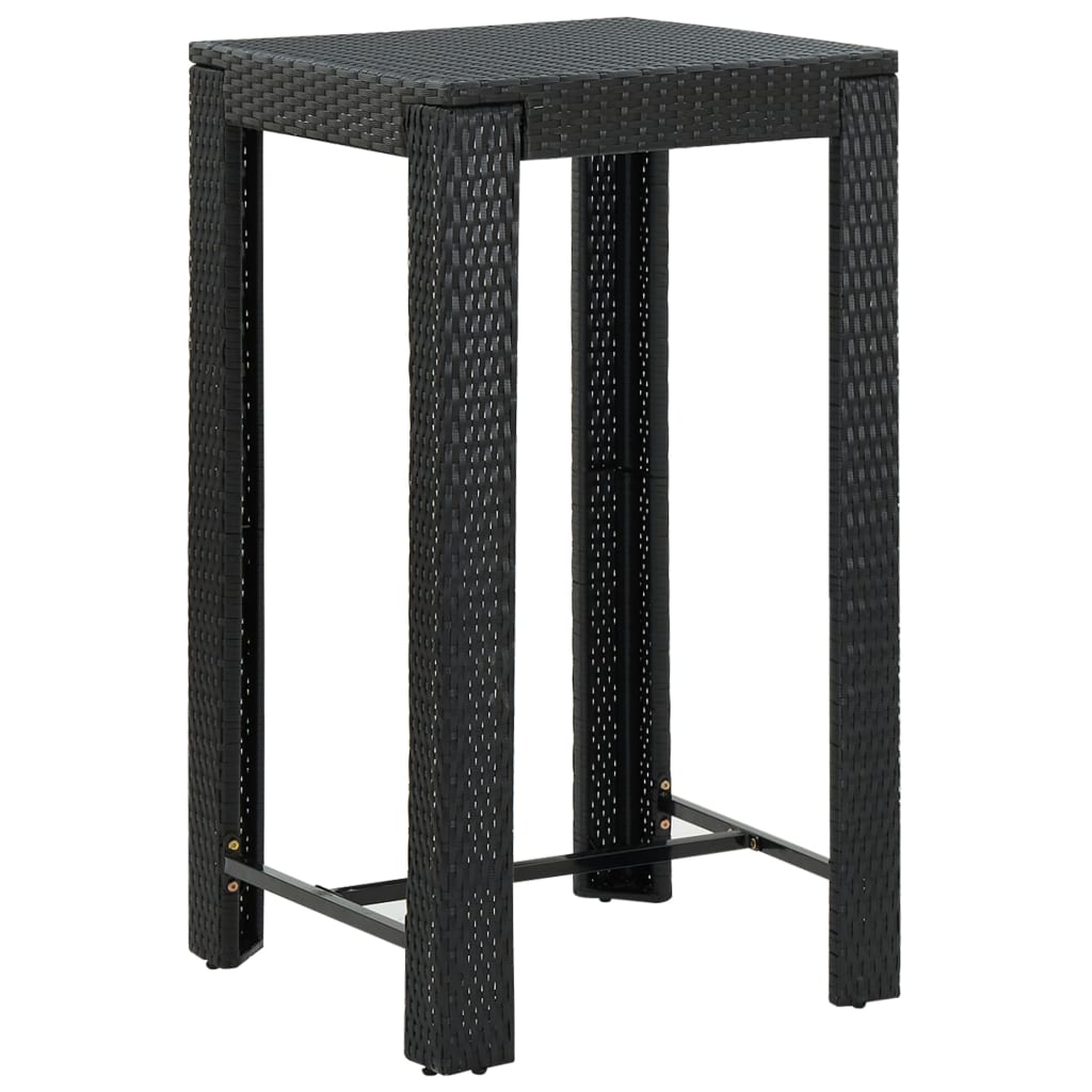 Set Bar da Giardino 3 pz con Cuscini in Polyrattan Nero | homemem39