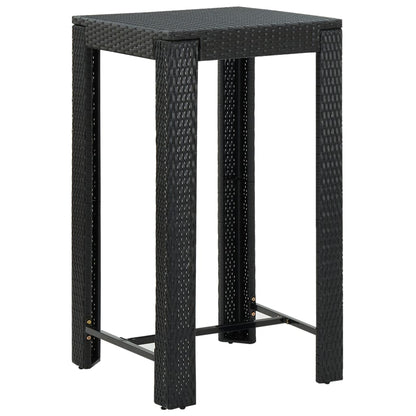 Set Bar da Giardino 3 pz con Cuscini in Polyrattan Nero | homemem39
