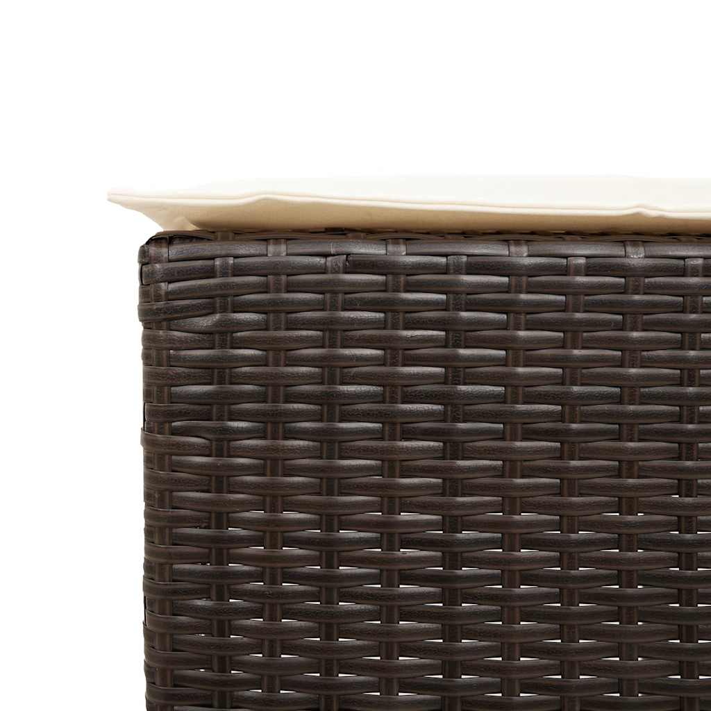 Set Bar da Giardino 5 pz con Cuscini in Polyrattan Marrone | homemem39